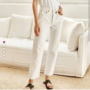 Re/Done 70s Stove Pipe Jeans Women's 23 White High Rise Button Fly